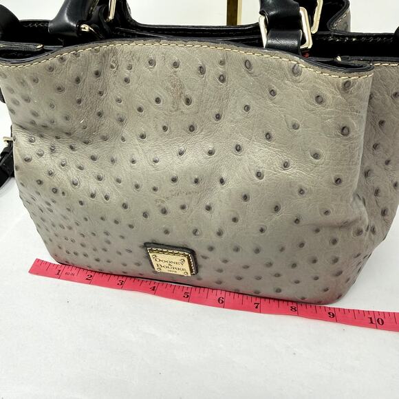 Dooney & Bourke Ostrich Embossed Leather Satchel Crossbody Gray Bag - Picture 5 of 16
